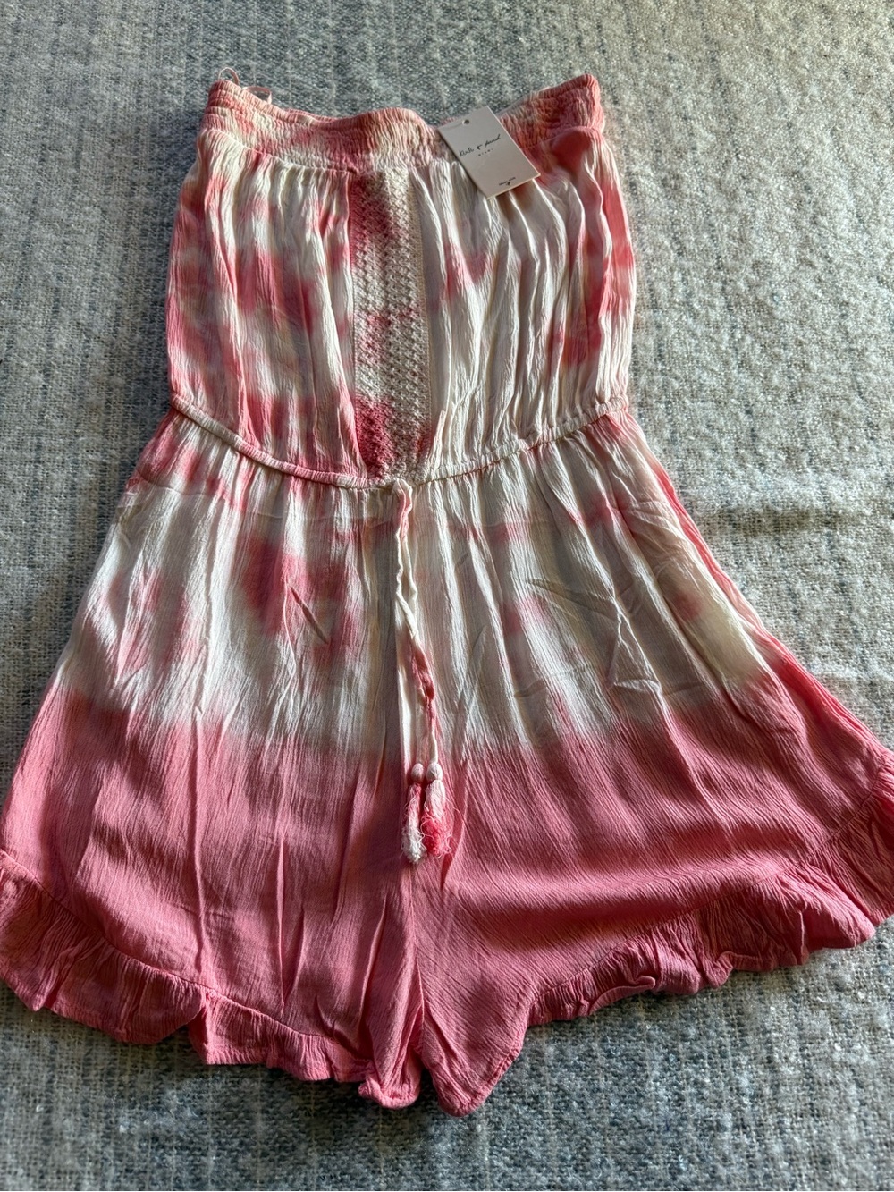 Tie Dye Kiwi & Punch Strapless Romper Flamingo Pink Flaw M